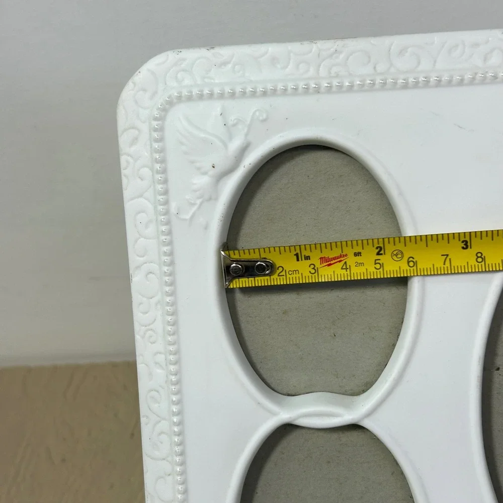 Gund Gifts White Ceramic Triple Oval Picture Frame Dove Embossed Cottagecore 9x8
